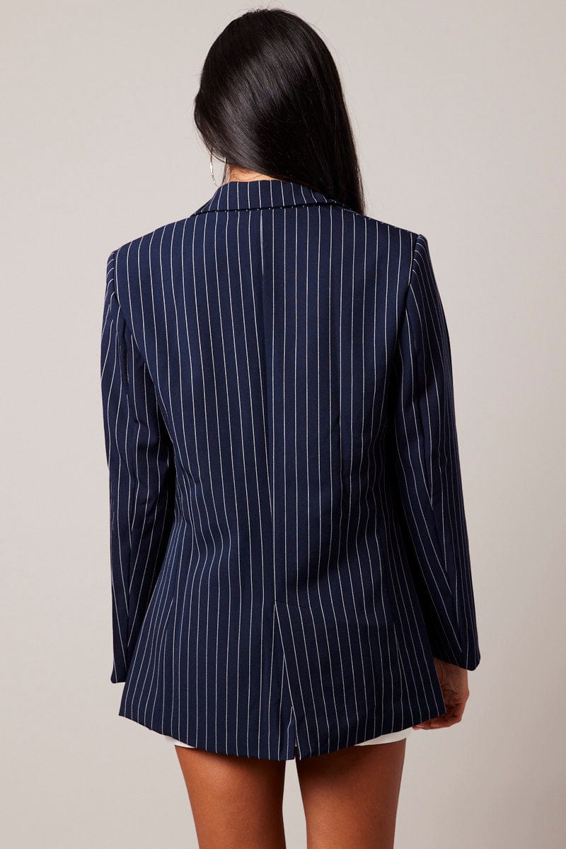 Blue Stripe Blazer for Ally Fashion