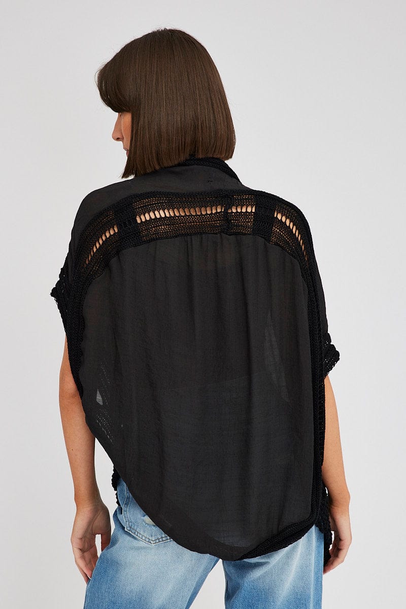 Black Kimono Short Sleeve for Ally Fashion