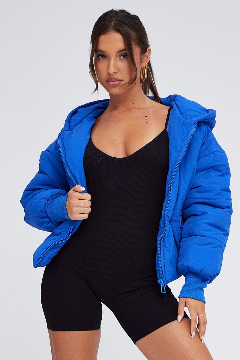 Blue Cobalt Jacket with Long Sleeves for Ally Fashion