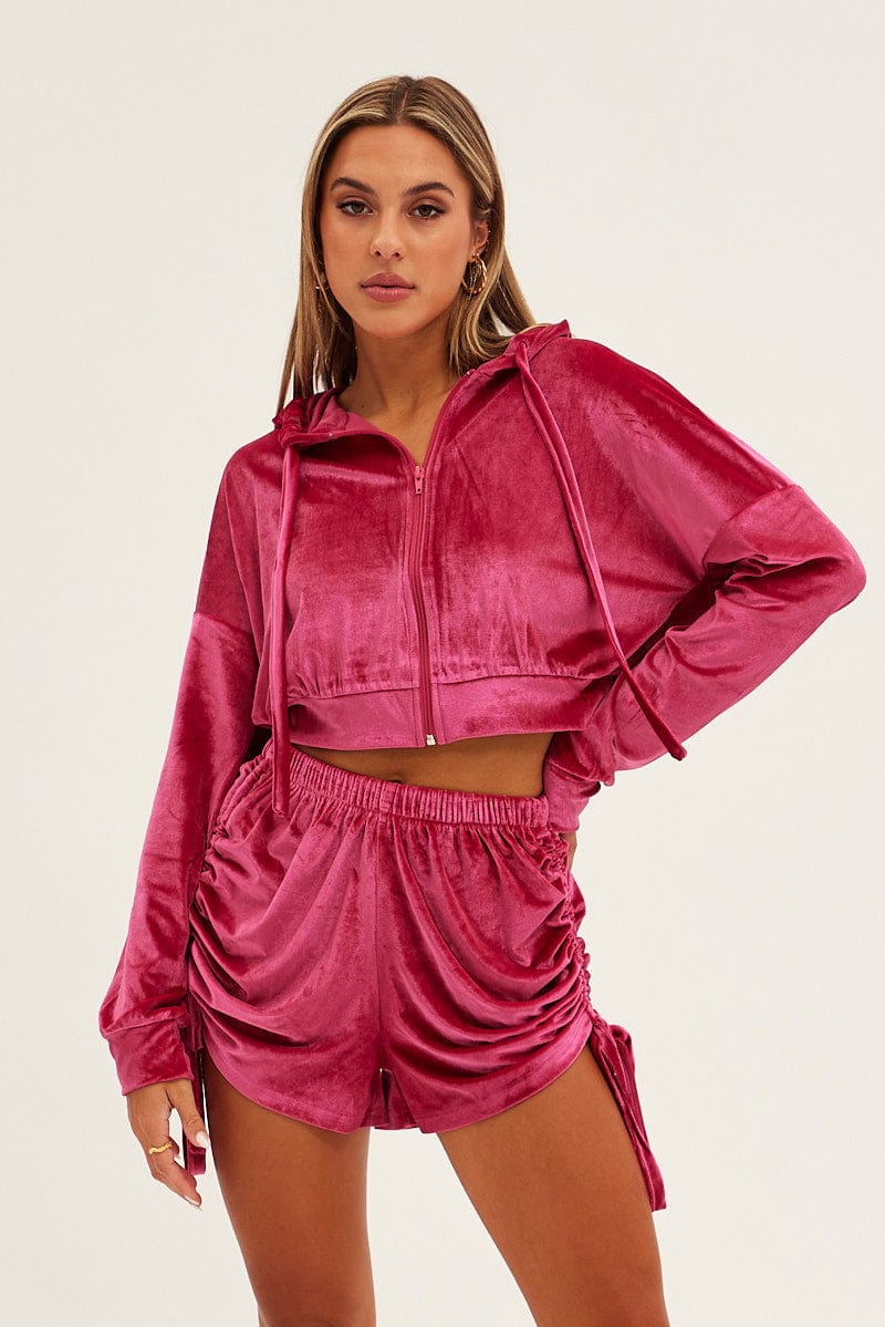 Velvet pink hoodie Clearance