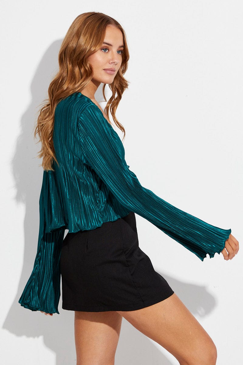 Green Jacket Long Sleeve V Neck With Chain Details for Ally Fashion