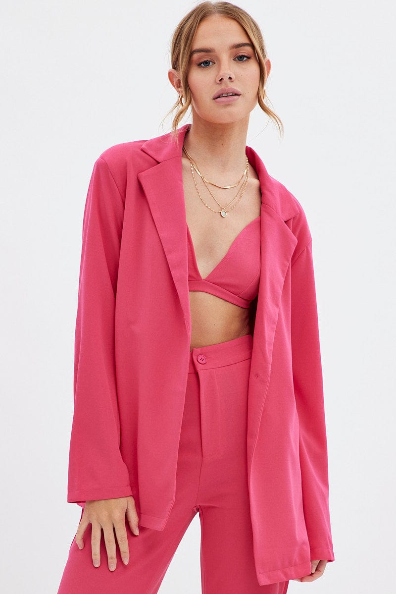 Pink Oversized Blazer for Ally Fashion