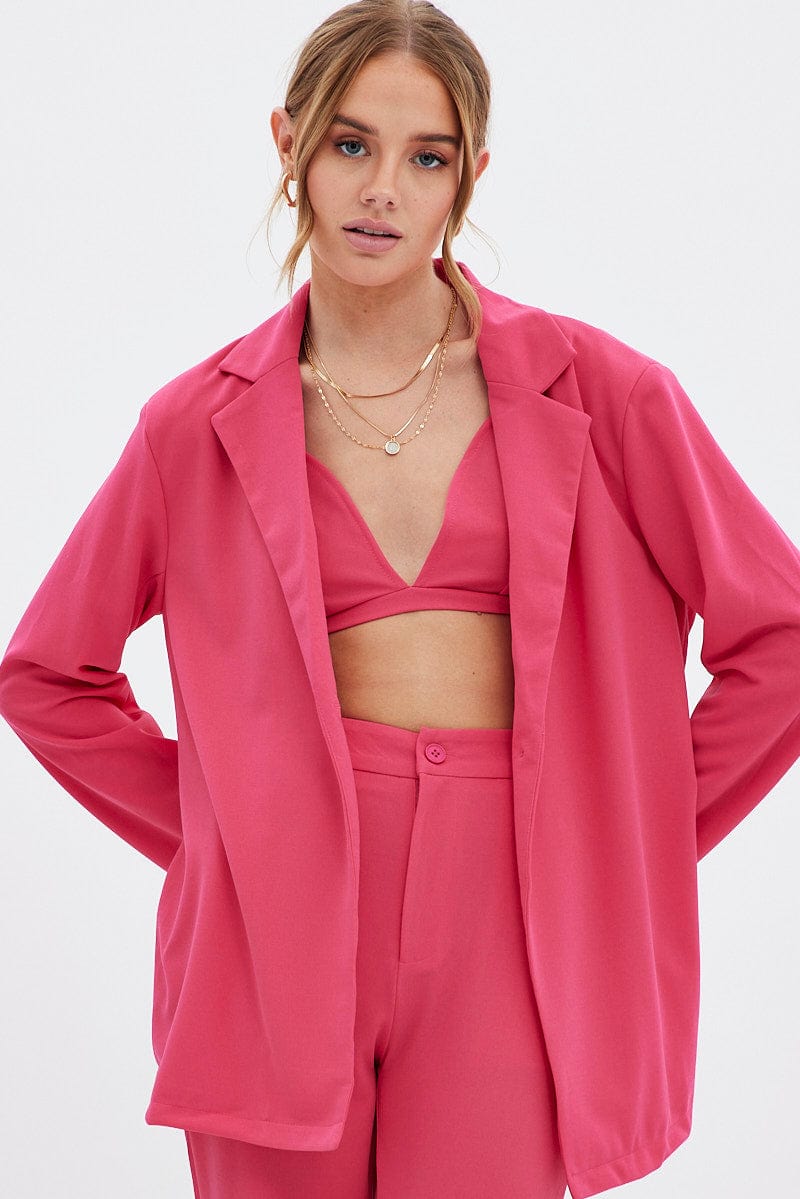 Pink Oversized Blazer for Ally Fashion