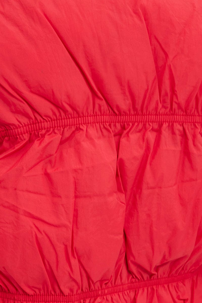 Red Zip Puffer Bomber Vest for Ally Fashion
