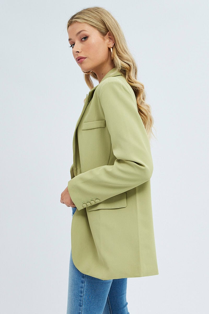 Green Oversized Single Breasted Blazer for Ally Fashion