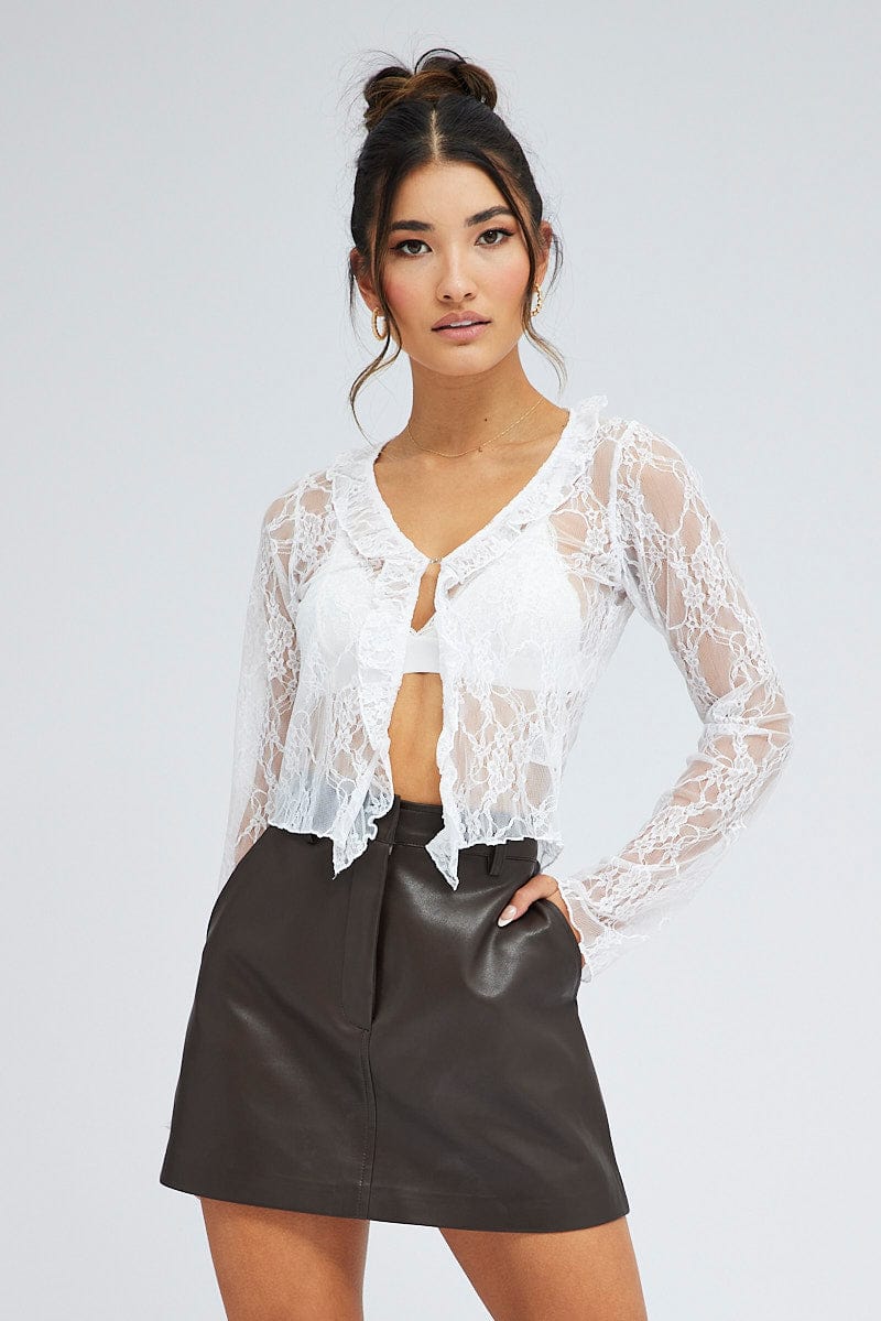 White Lace Top Long Sleeve for Ally Fashion