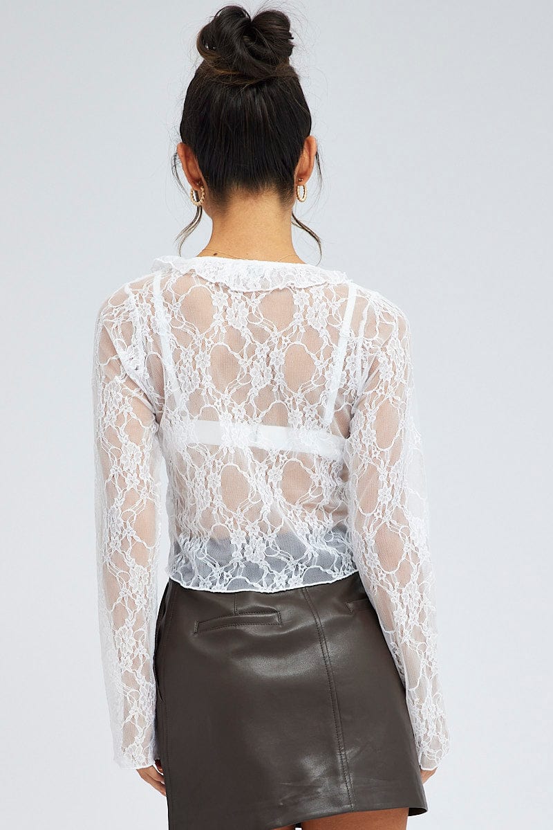 White Lace Top Long Sleeve for Ally Fashion