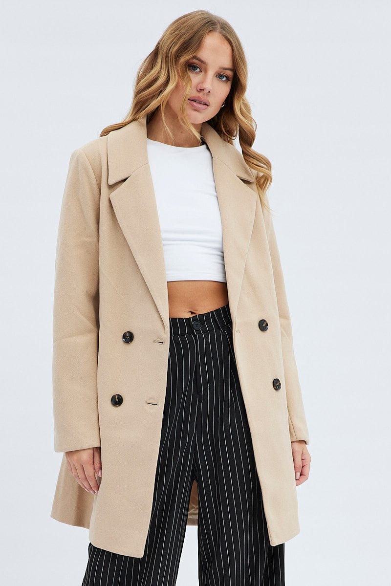 Camel discount skater coat