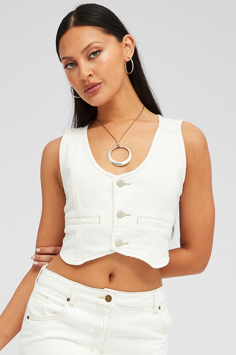 White vest hot sale with buttons