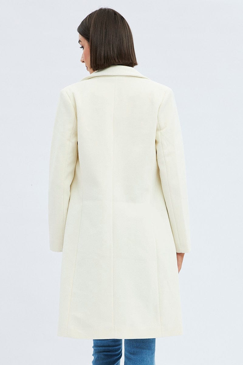 White One Button Coat Knee Length for Ally Fashion