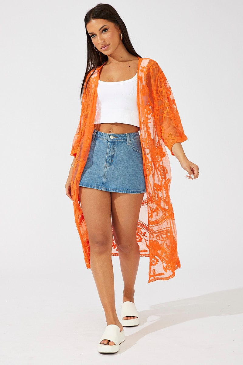 Orange Kimono Half Sleeve for Ally Fashion