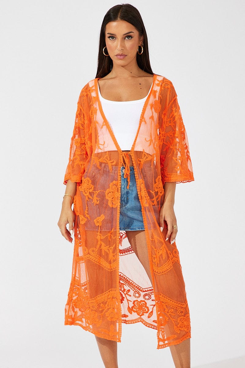 Orange Kimono Half Sleeve for Ally Fashion