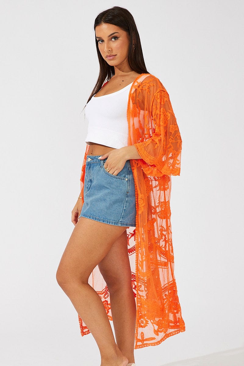 Orange Kimono Half Sleeve for Ally Fashion