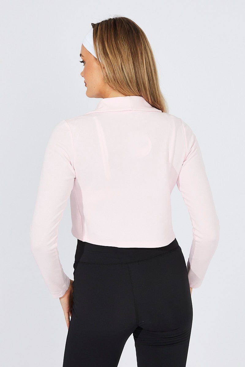 Pink Crop Jacket 3/4 Sleeve for Ally Fashion