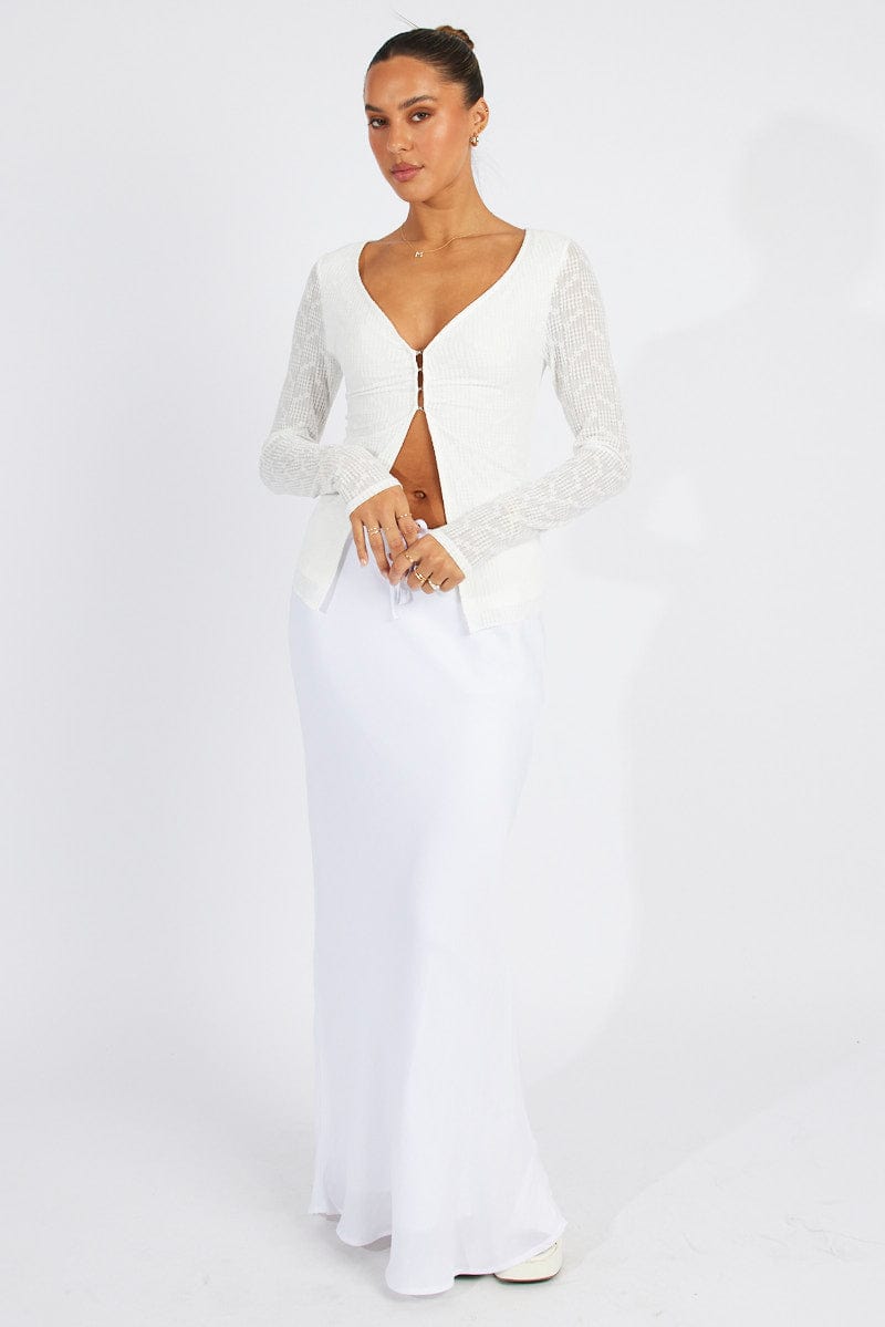 White Textured Top Long Sleeve for Ally Fashion