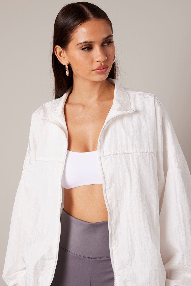 White Track Jacket Long Sleeve for Ally Fashion
