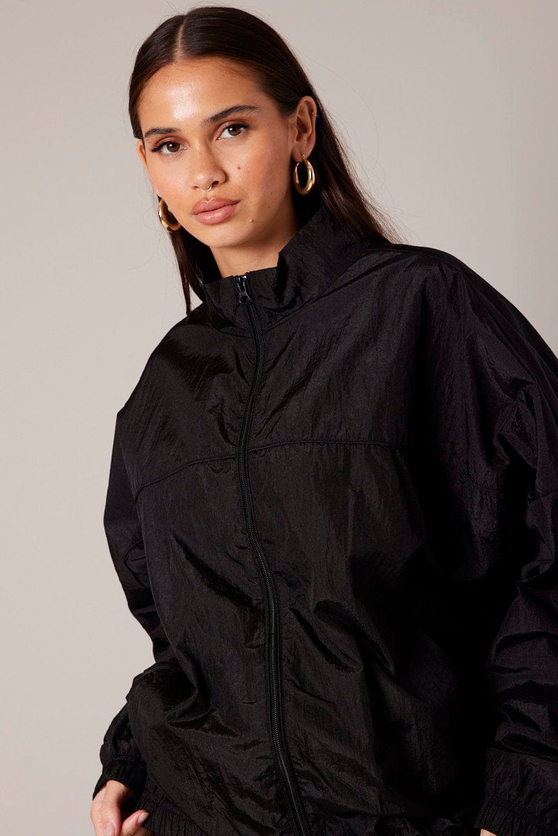 Black Track Jacket Long Sleeve for Ally Fashion