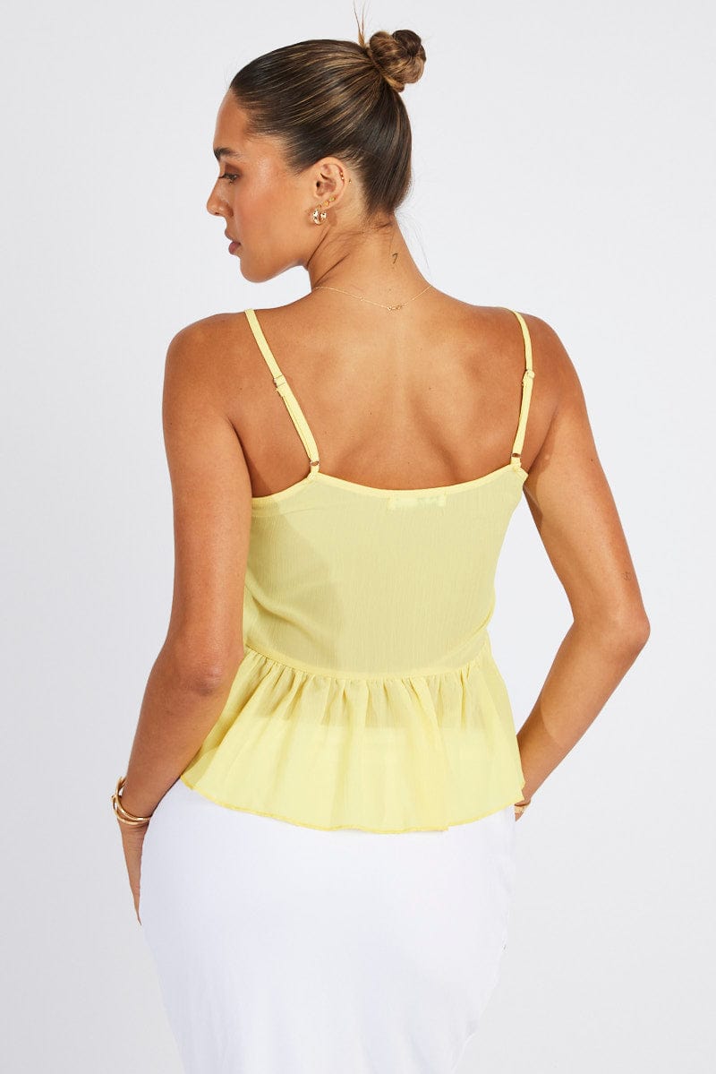 Yellow Tie Up Top Singlet for Ally Fashion