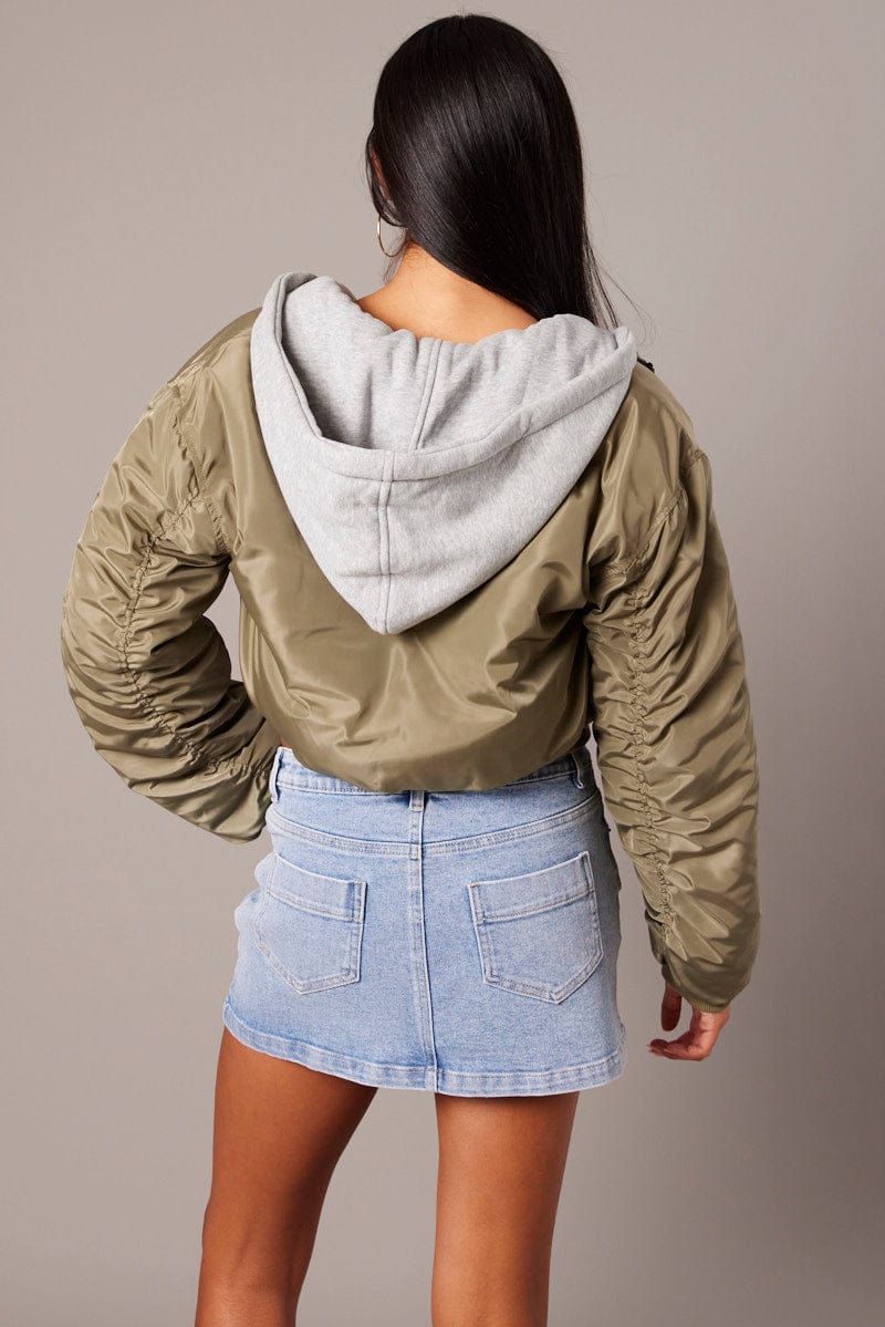 Green Hoodie Bomber Jacket for Ally Fashion
