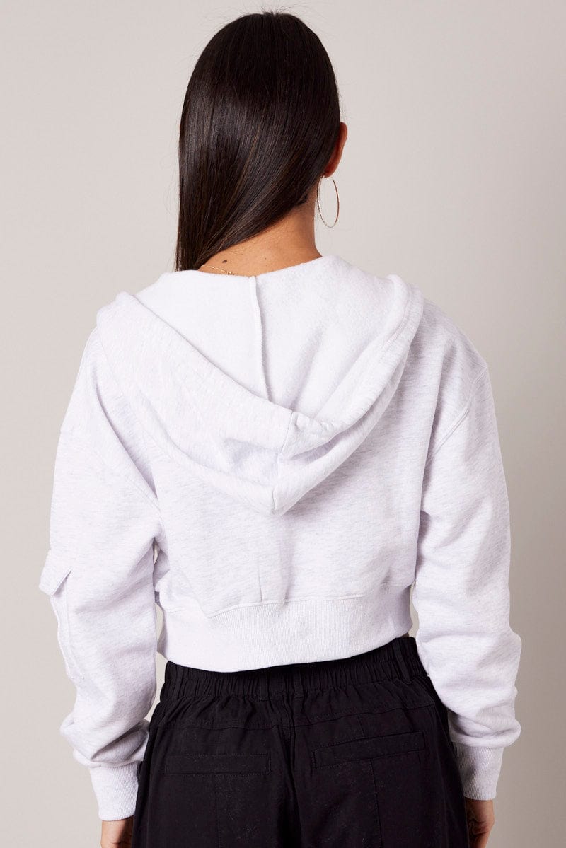 White Zip Hoodie Long Sleeve for Ally Fashion