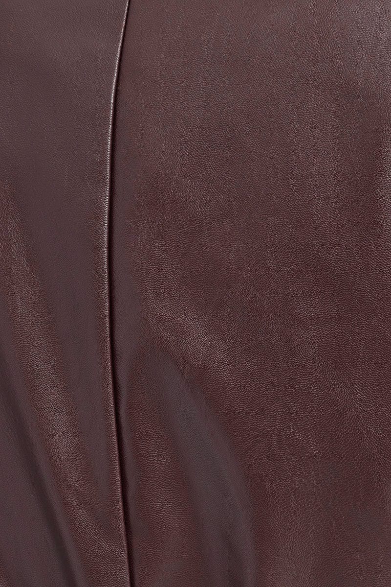 Brown Trench Coat Long Sleeves Faux Leather for Ally Fashion