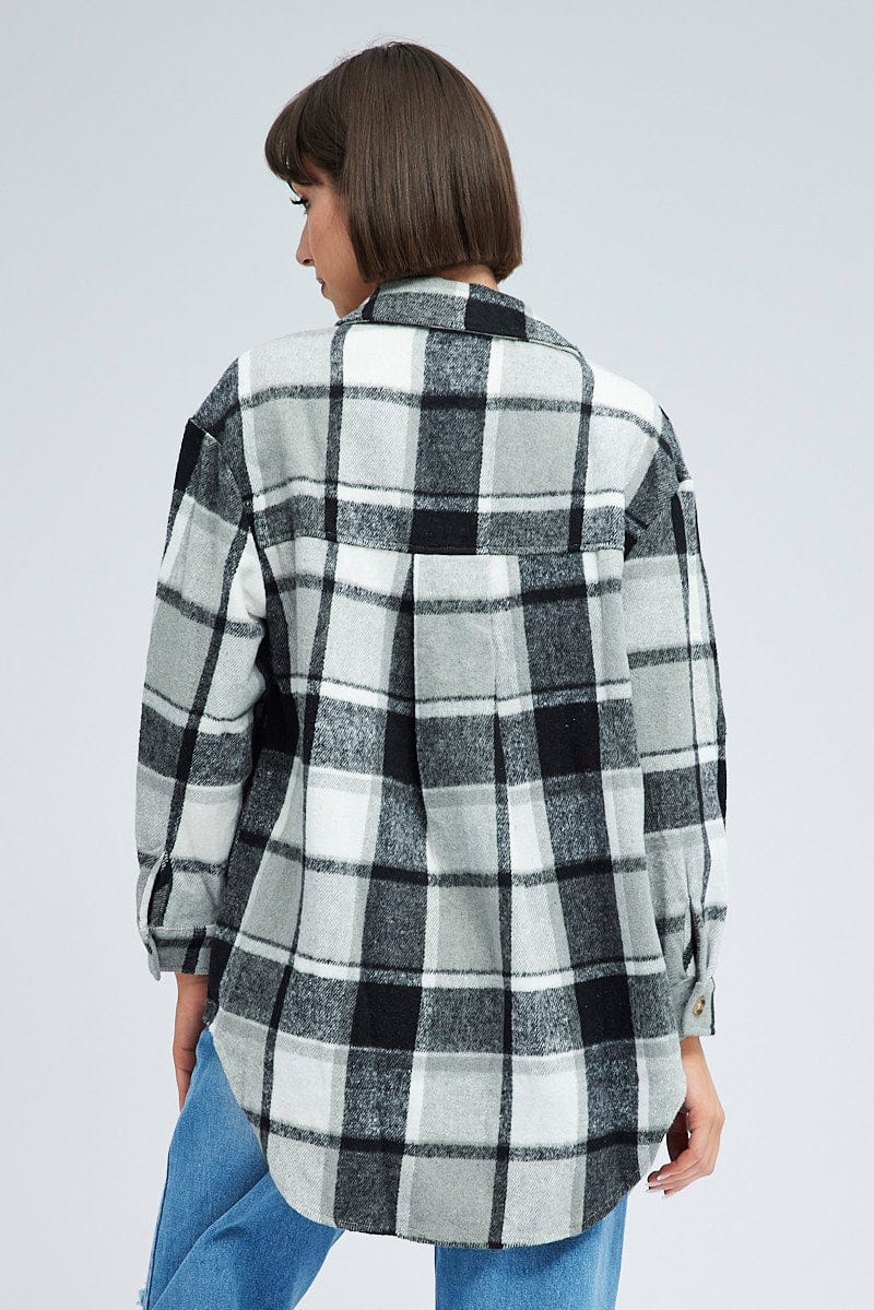 Green Check Oversized Shacket Long Sleeve for Ally Fashion