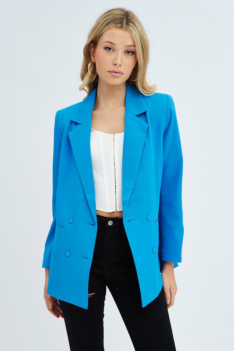Blue Workwear Jacket Long Sleeve for Ally Fashion