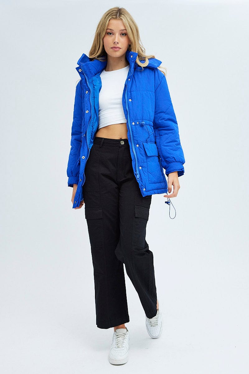 Blue Puffer Jacket Long Sleeve for Ally Fashion
