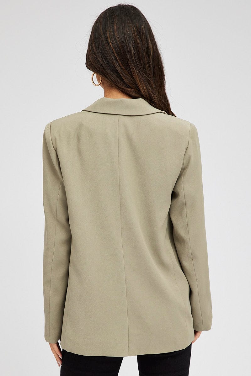 Green Jacket Long Sleeve Collar Neck for Ally Fashion