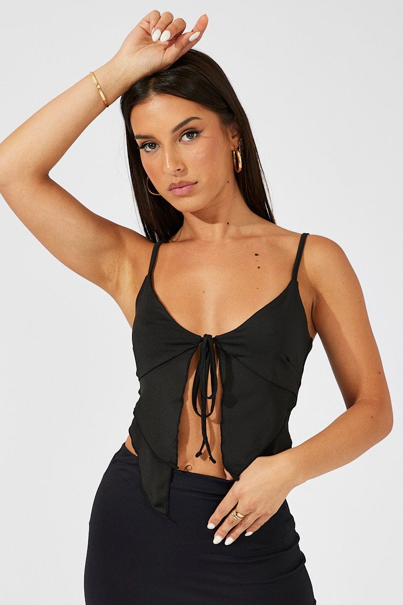 Black Tie Top Singlet for Ally Fashion