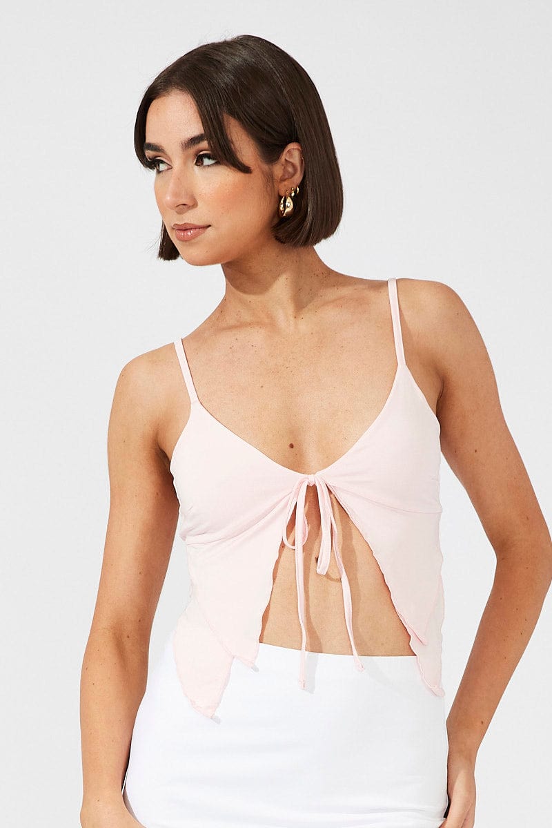 Pink Tie Top Singlet for Ally Fashion