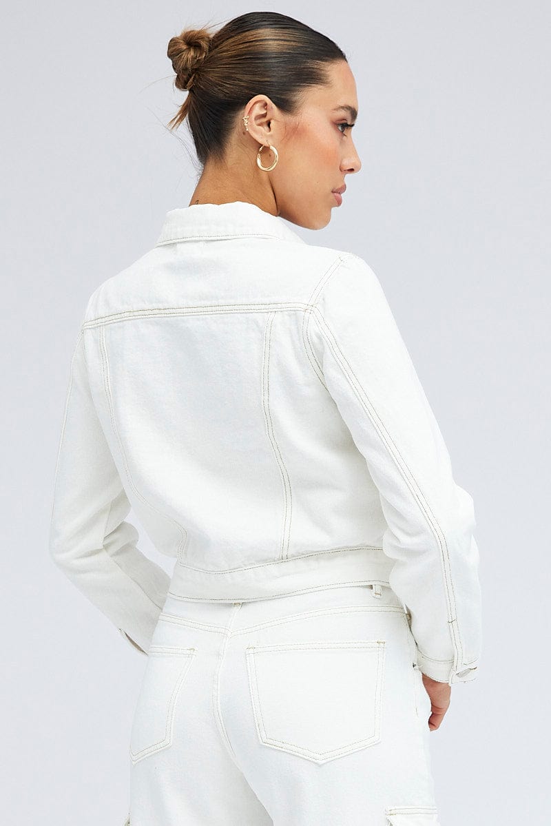 White Denim Crop Jacket Ally Fashion