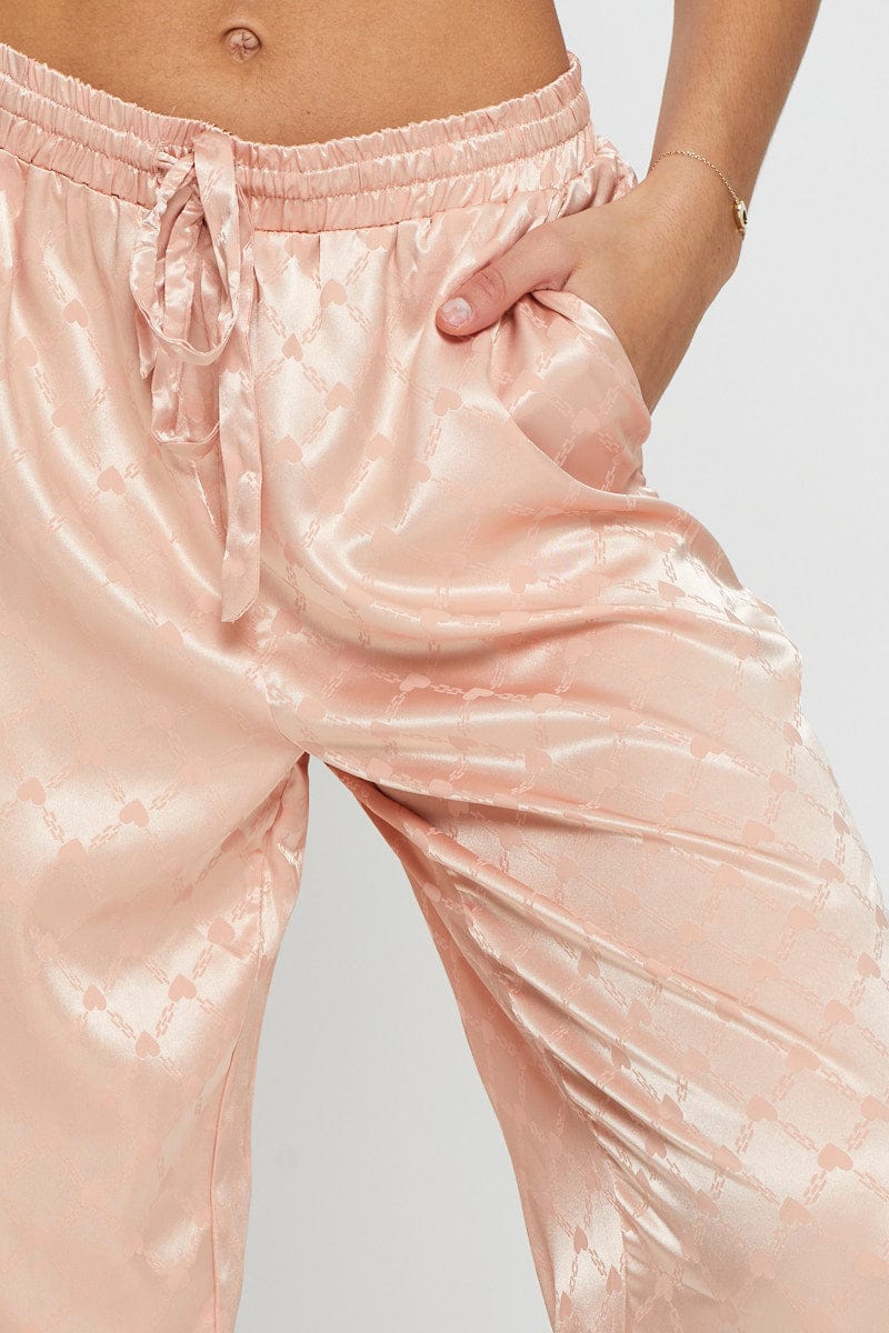 PANTS Pink Mix And Match Pyjama Pants Satin for Women by Ally