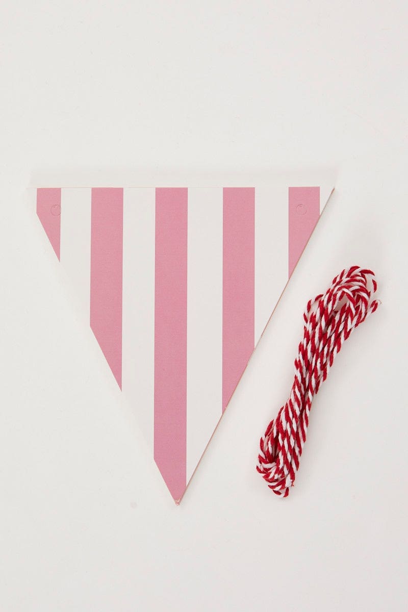 PARTY & DECORATIONS Pink Mixed Polka Dot And Stripe Bunting Banner for Women by Ally