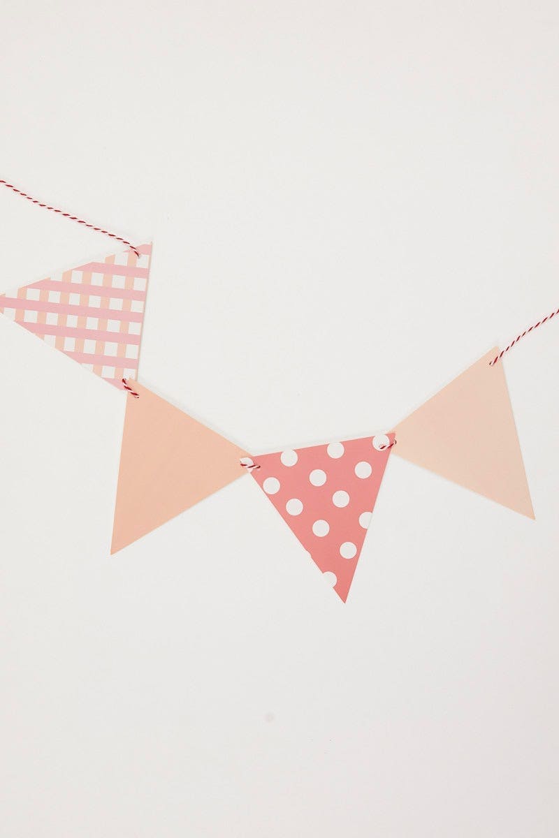 PARTY & DECORATIONS Pink Mixed Polka Dot And Stripe Bunting Banner for Women by Ally