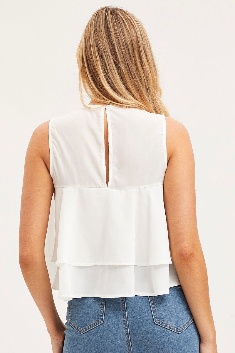 PEPLUM White Peplum Top Sleeveless for Women by Ally