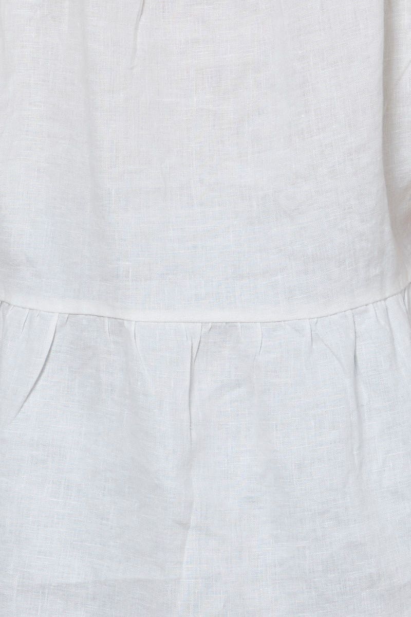 PEPLUM White Top Short Sleeve Relaxed Linen for Women by Ally