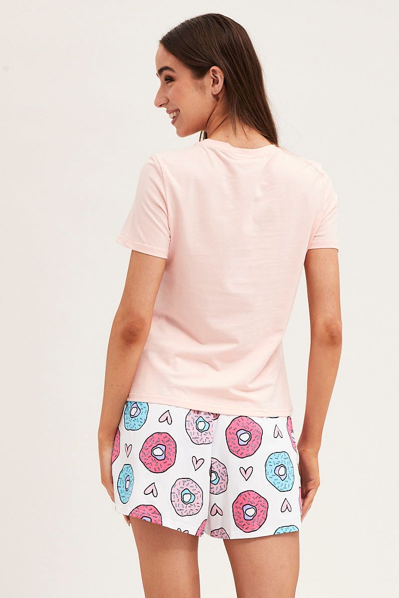 PJ SET Multi Colour Short Sleeve Top & Shorts Pj Set for Women by Ally