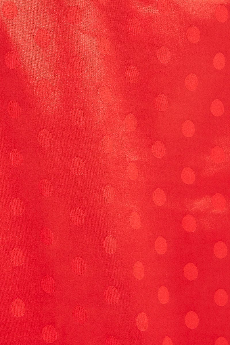 Red Polka Dot Satin PJ Polka Dot Contrast Piping Pyjama Set for Ally Fashion