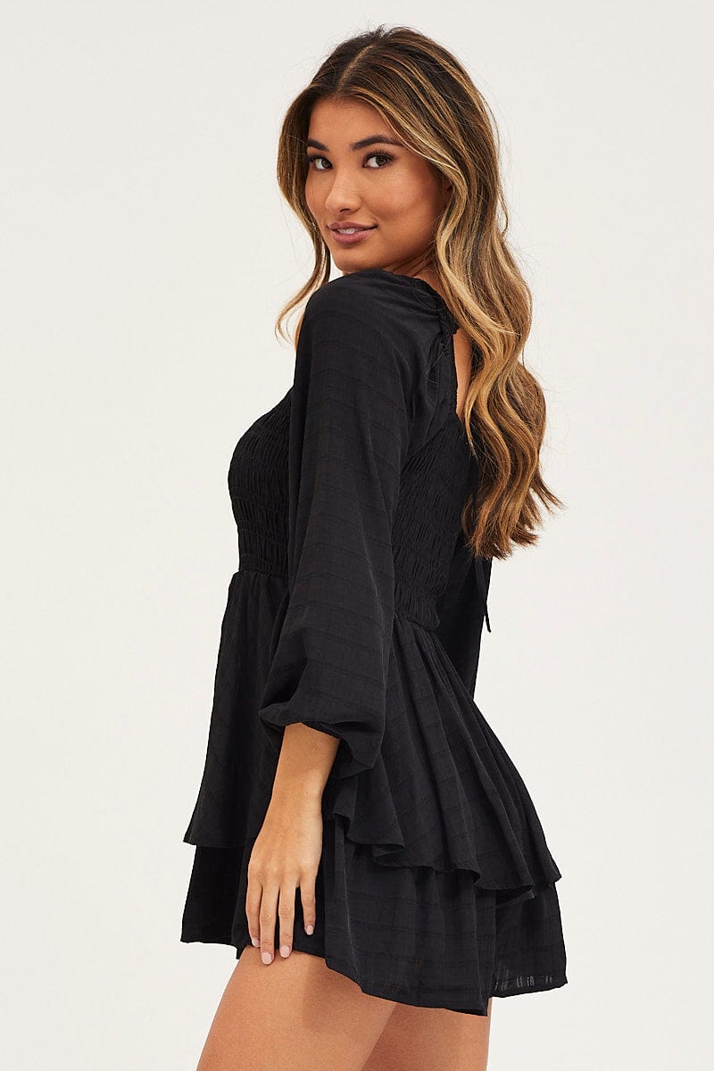 PLAYSUIT Black Playsuit Short Sleeve for Women by Ally