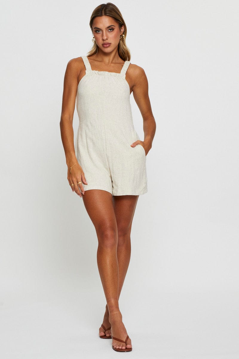 PLAYSUIT Camel Playsuit Linen Short for Women by Ally