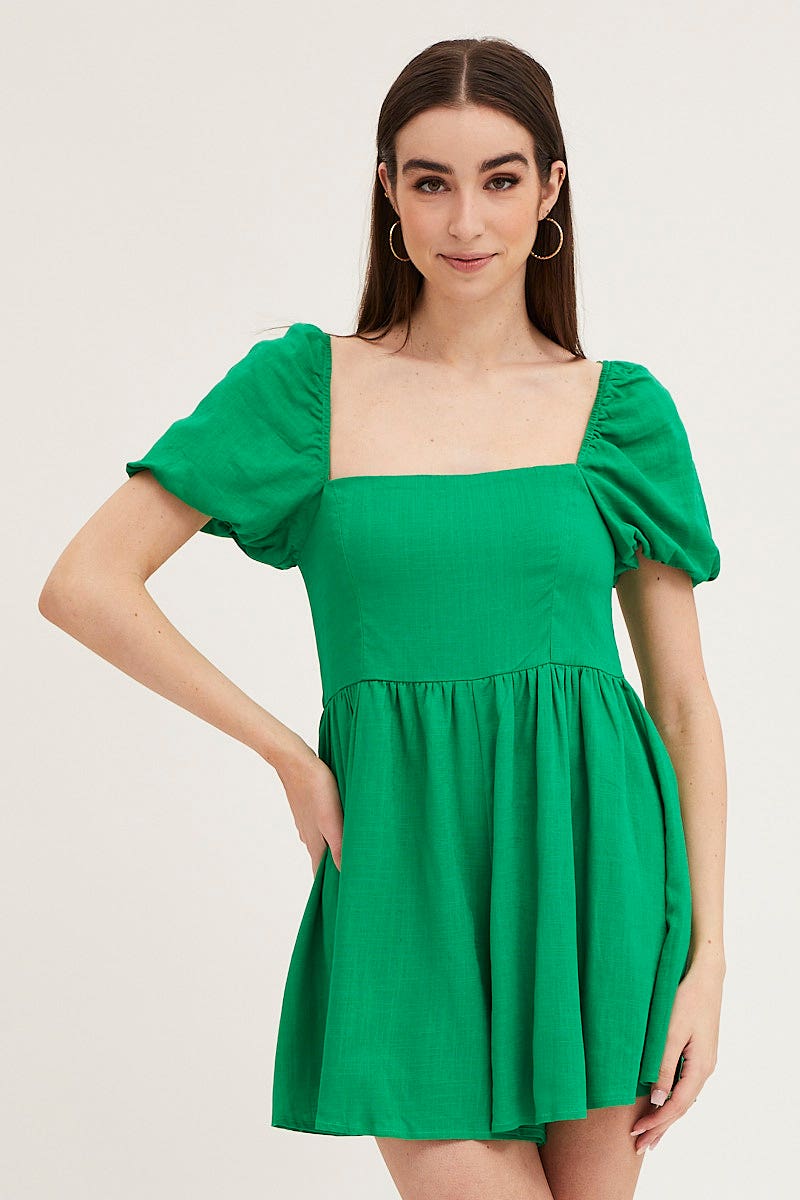 PLAYSUIT Green Playsuit Short Sleeve for Women by Ally