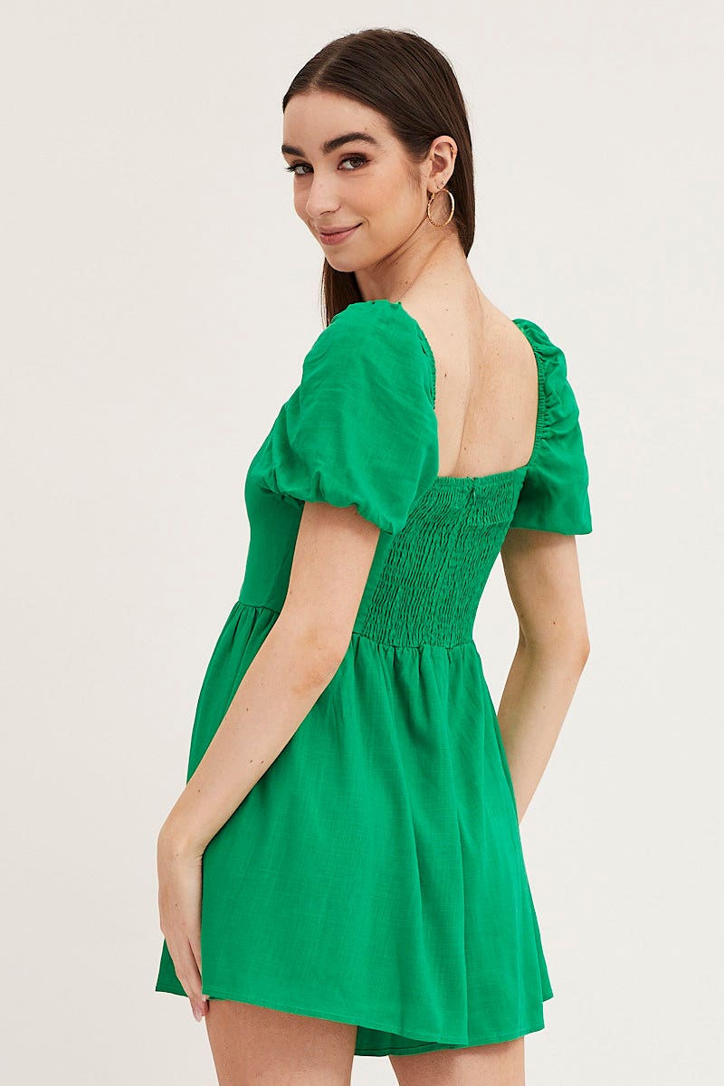 PLAYSUIT Green Playsuit Short Sleeve for Women by Ally