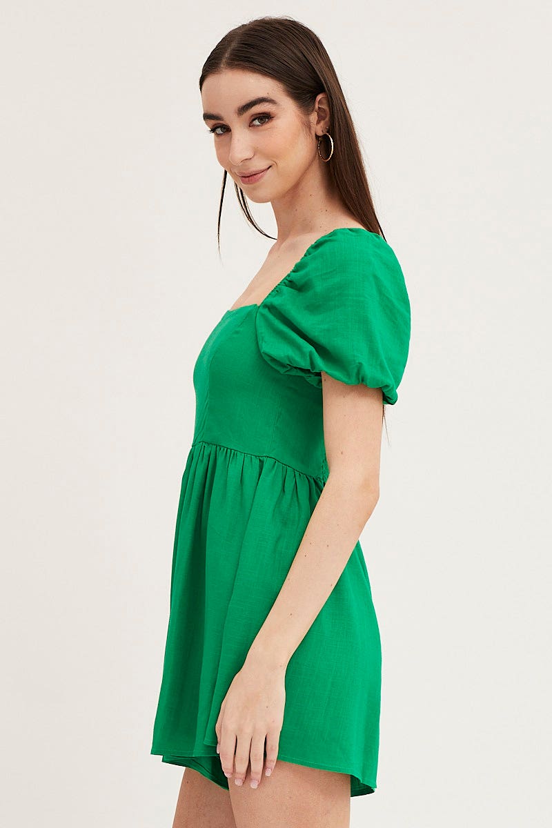 PLAYSUIT Green Playsuit Short Sleeve for Women by Ally