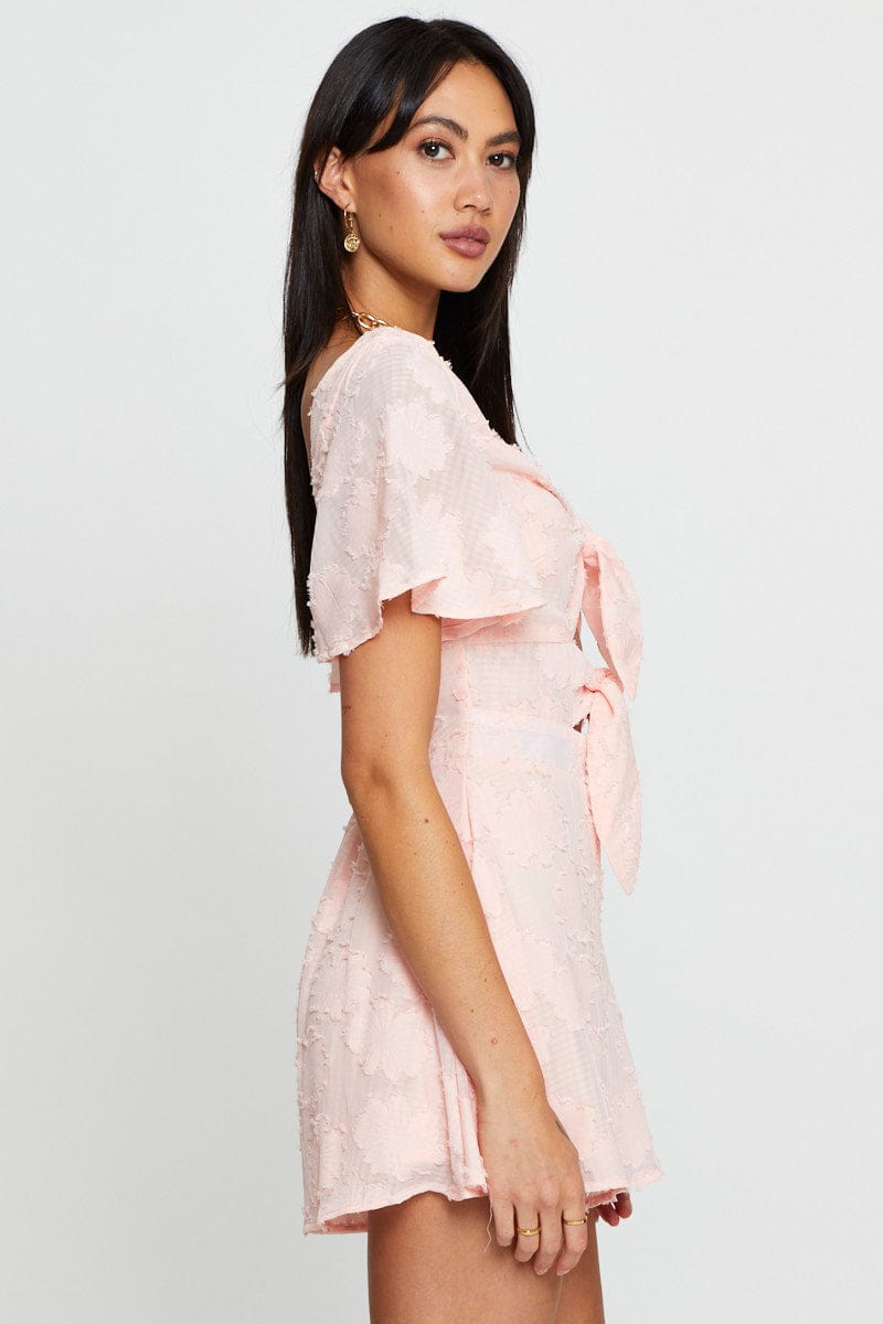 PLAYSUIT Pink Playsuit Short Sleeve for Women by Ally