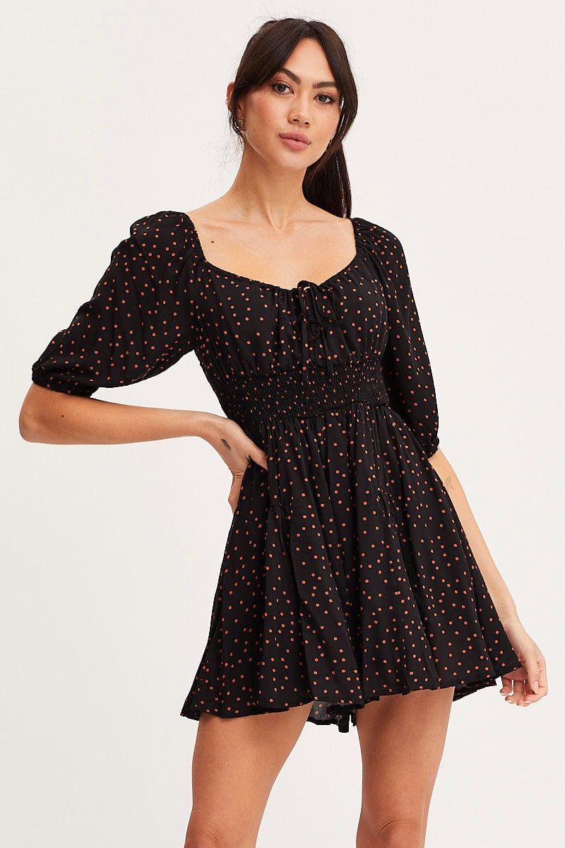 PLAYSUIT Polka Dot Playsuit Short Sleeve for Women by Ally