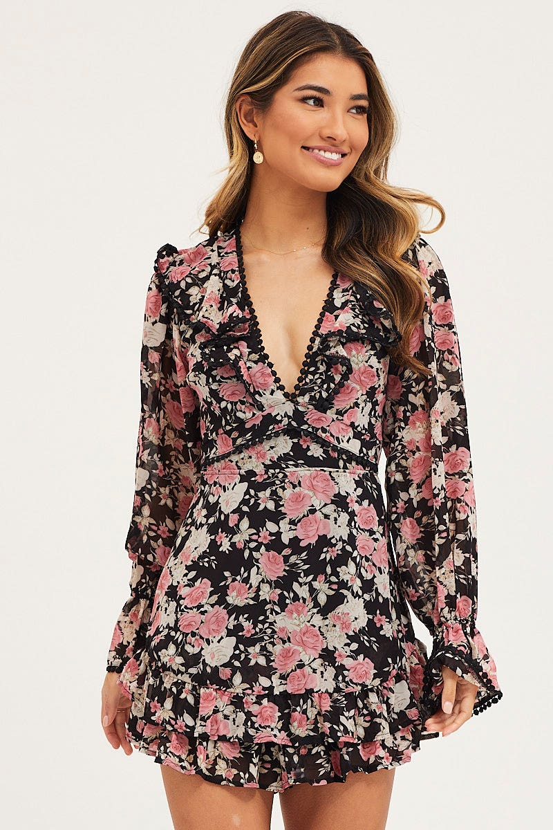 PLAYSUIT Print Playsuit Long Sleeve for Women by Ally
