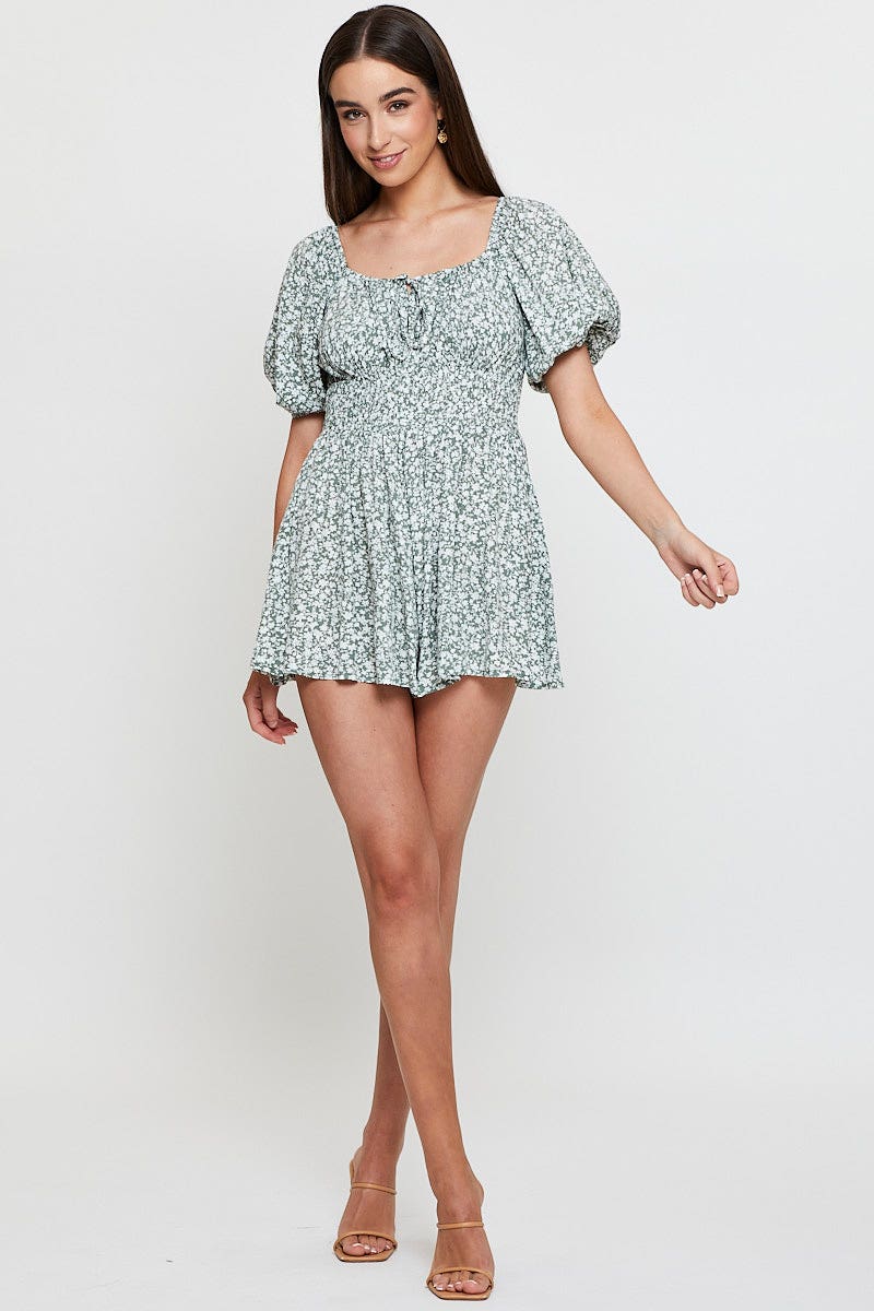 PLAYSUIT Print Playsuit Short Sleeve for Women by Ally