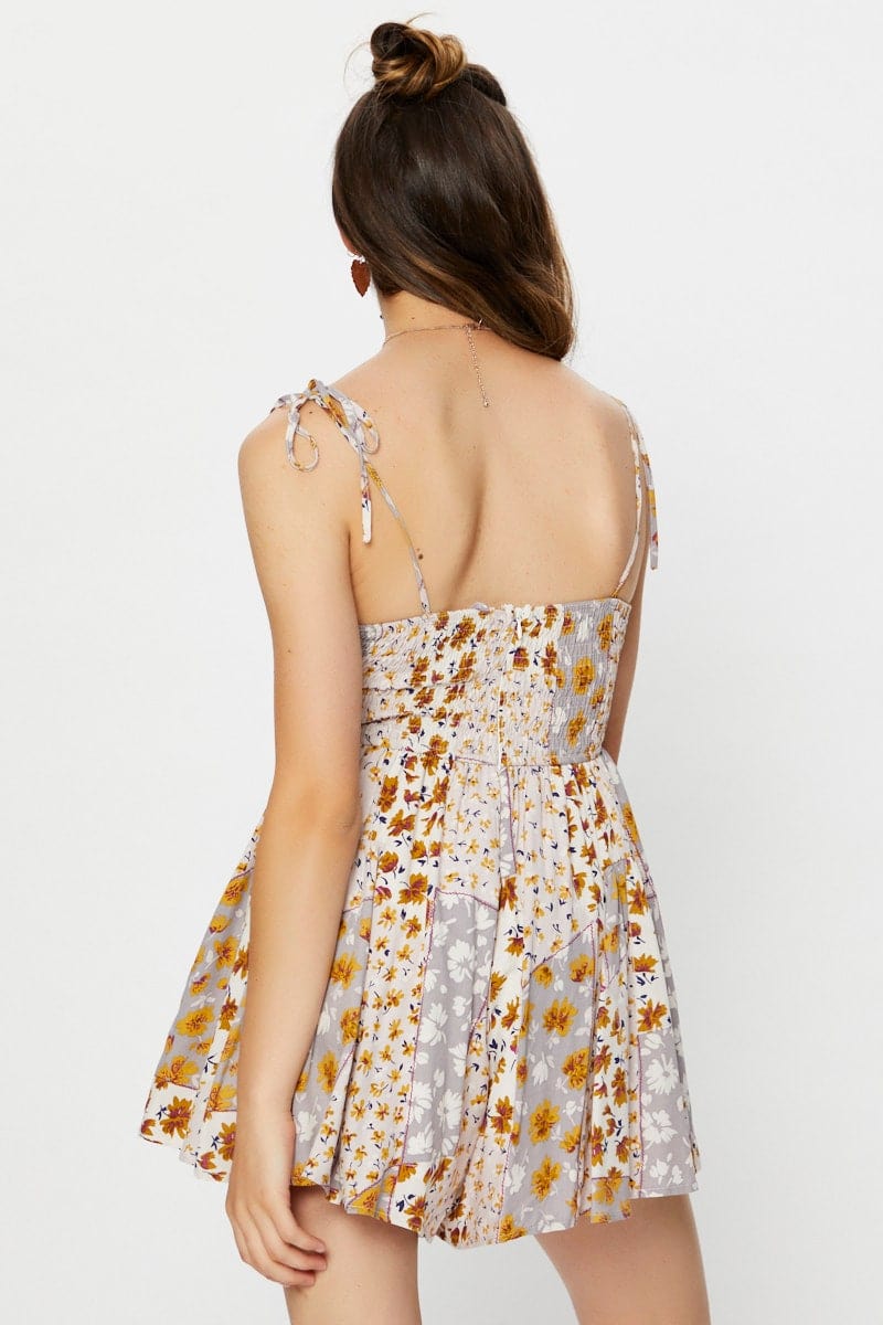 PLAYSUIT Print Print Tie Shoulder Playsuit for Women by Ally