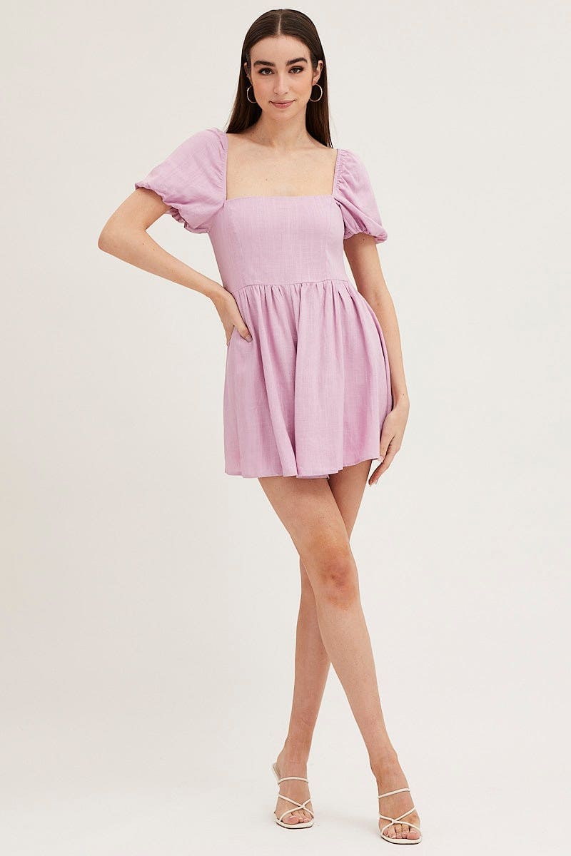 PLAYSUIT Purple Playsuit Short Sleeve for Women by Ally